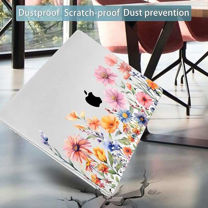 Mektron for MacBook Air 13 inch Case 2021-2018 Release A2337 M1 A2179 A1932, Plastic Hard Shell Case Only Compatible with MacBook Air 13 inch Retina Fits Touch ID, Floral P165