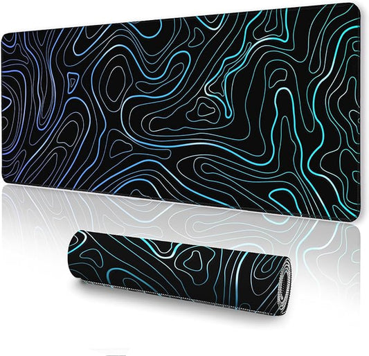 UJoowalk Topographic Mouse Pad Large, Gaming Mouse Pad, XL Mousepad, Keyboard and Mouse Pad, Desk Mat, 31.5 x 11.8 in, Black White Minimalist Contour for Office