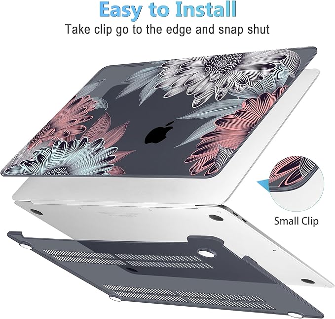 Mektron Case for MacBook Air 13" M1 A2337 A2179 A1932,Blooming Chrysanthemums Hard Cover 2018-2021 Air 13-inch with Touch bar, Designed Protective Shell w/Keyboard Skin Screen Protector Webcam Cover