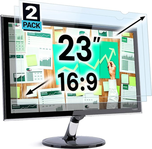 VINTEZ 23 inch Blue Light Blocking Screen Protector Panel for 16:9 Widescreen Computer Monitor and Laptop - PC Anti-UV Eye Protection Filter Film - Anti-Scratch Diagonal Frame Shield [2 Pack]