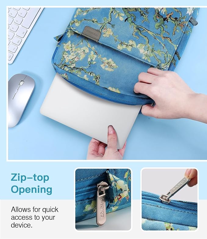 MoKo 13.3-14 Inch Laptop Sleeve Bag Fits Mac Neo 13-inch A18 Pro, Mac Pro 13.3" M2 2022/M5/M5 Pro/M5 Max 14.2" 2026, Mac Air 13.6" M5 2026, Handle Carrying Case with Shoulder Strap, Apricot Flower