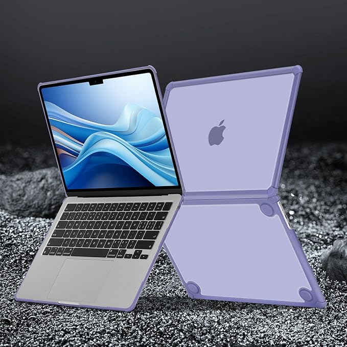 MOSISO Compatible with MacBook Air 13 inch Case M5 2026 M4 2025 M3 M2 2024-2022 A3449 A3240 A3113 A2681,3 in 1 Kit Crack-Resistant Heavy Duty Protective Plastic Hard Case with TPU Bumper,Lavender Gray