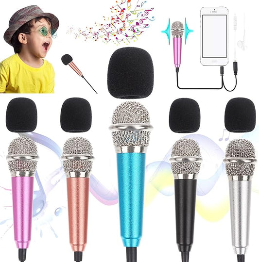 LOCOLO 5Pcs Mini Microphone Mini Karaoke Microphone for Voice Recording Portable Microphone Chatting and Singing Compatible with Smartphone iPhone iPad Laptop