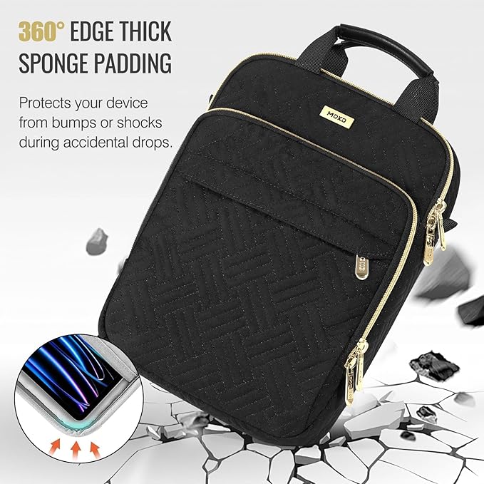 MoKo 13-14 in Puffer Laptop Sleeve Bag for 13-inch New Mac Air M5/Neo A18 Pro, 14-inch Mac Pro M5/M4/M3/M2/M1, 13.8“ Surface, Puffy Laptop Carrying Case with Handle & Shoulder Strap, Black