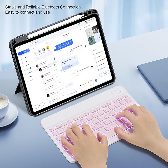 Backlit Bluetooth Keyboard Small Portable Wireless Keyboard Rechargeable Illuminated for Android Samsung Tablet Cell Phone Smartphone iPad A16 11th 10th Generation iPad Pro Air Mini iPhone (Pink)