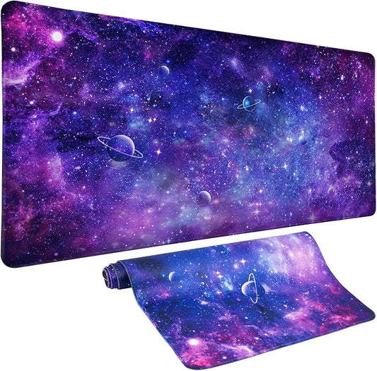 Cyberpunk Space Large Gaming Mouse Pad, Purple Cyberpunk Universe Mouse Pad Cyberpunk Planet Cosmic Desk Mat Anime Desk Pad Mousepad XXL Extended Keyboard Mat Mouse Mat, Waterproof, 31.5x15.7 in