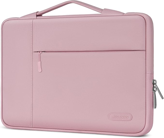 MOSISO Laptop Case 13.3 inch, 13-13.3 inch Laptop Sleeve with Handle Compatible with MacBook Air/Pro 13/Pro 14 M5 M4 M3 M2 M1,HP Dell ASUS Lenovo, Polyester Multifunctional Computer Bag, Pink