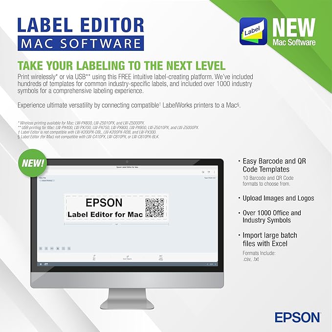LABELWORKS Epson LW-PX400 Industrial Label Maker Kit - Complete Kit with Accessories, Shrink Tube and Self-Laminating Wrap Compatible, Portable Wireless Label Printer