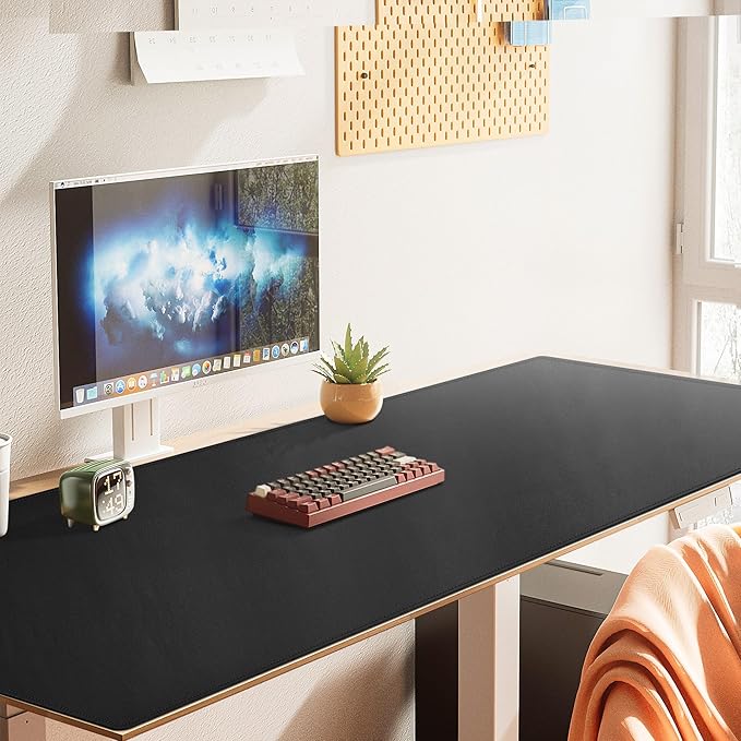 Cacoy Leather Desk Mat, 70.8"x24" Extended Mega Size Professional Computer Desk Pad for Full Desk, Super Large XXXL Desktop Cover Protector for Home and Office, Waterproof Leather Desk Blotter (Black)