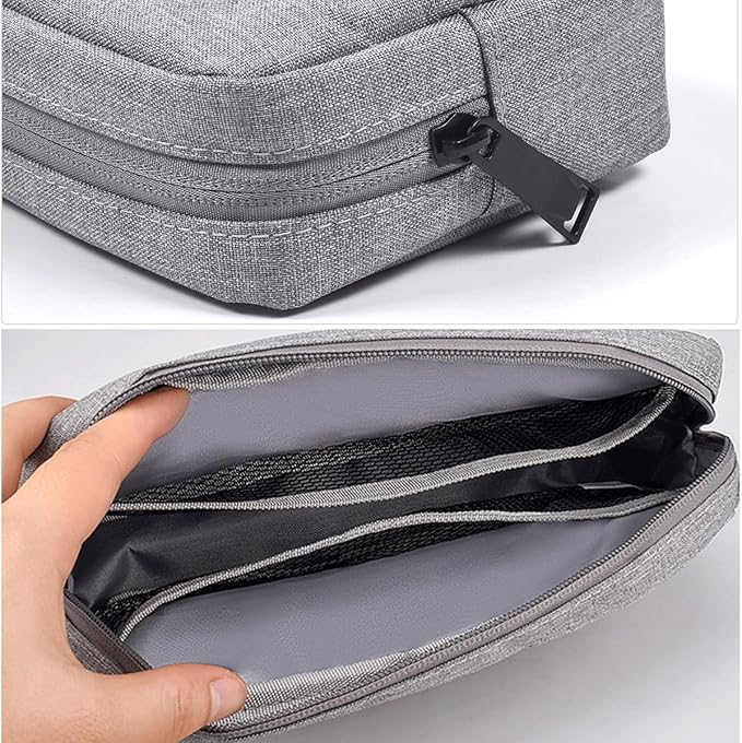 Electronic Cable Organizer Bag, Travel Accessories Carry Case Portable Waterproof Electronics Organizer Case for Cable, Cord, Charger, Phone, Power Bank, Earphone (Big-Light Grey)