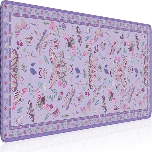 HAOCOO Purple Desk Mat, Computer Mouse Pad, Floral Desktop Mat with Non-Slip Rubber Base, Waterproof XXL Mousepad, Soft Computer Mouse Pad for Gaming, Office Aesthetics