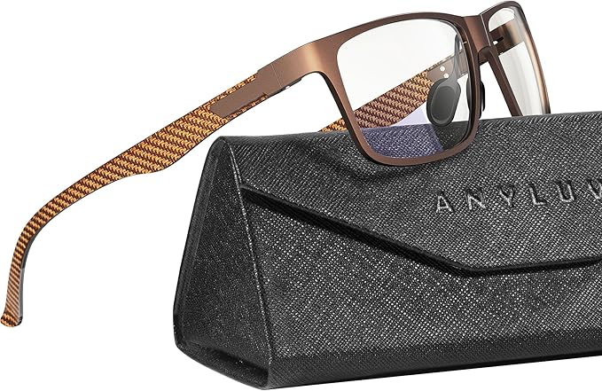 ANYLUV Carbon Fiber Reading Glasses for Men Women, Blue Light Blocking Computer Readers, Anti Glare Spring Hinge