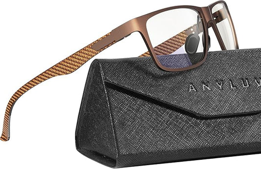 ANYLUV Carbon Fiber Reading Glasses for Men Women, Blue Light Blocking Computer Readers, Anti Glare Spring Hinge