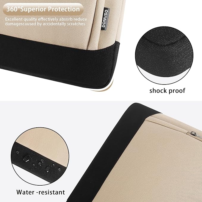DOMISO 17-17.3 Inch Laptop Bag Large Capacity Laptop Shoulder Bag for Dell XPS/HP Pavilion 17/Lenovo Chromebook 317, Beige