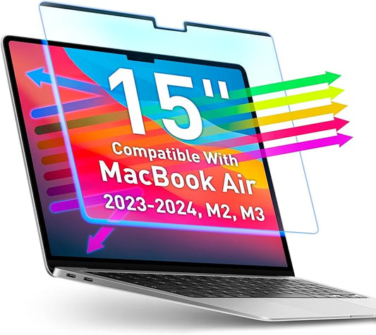 VINTEZ Magnetic Blue Light Screen Protector Compatible With MacBook Air 15" 2023, 2024, 2025, M2, M3 Anti Blue Light Blocking Filter for Laptop