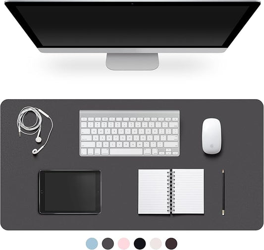 Leather Desk Pad Protector,Non-Slip Desk Pad,on-Slip PU Leather Large Mouse Pad,Easy Clean Desk Protecor Mat,Writing Pad for Office Work/Home/Decor(Dark Gray, 31.5" x 15.7")