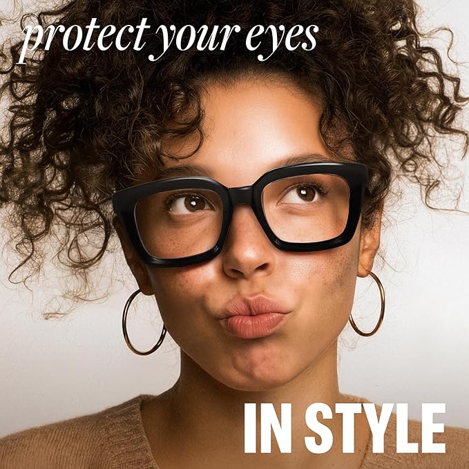 IBOANN Oversized Blue Light Glasses for Woman, Funky Fashion Glasses With Preppy Look, Reduce Screen Fatigue Computer Glasses