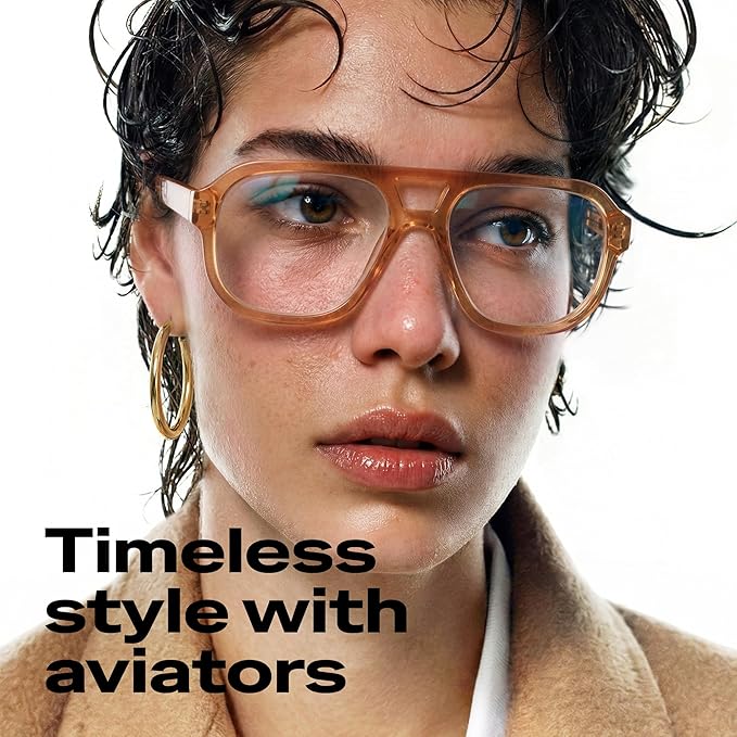 livho Retro Aviator Blue Light Blocking Glasses for Women Men with Soft Case, Trendy Rectangle Computer Eyeglasses