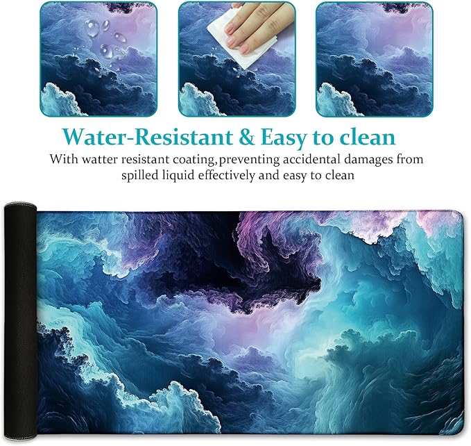 Galaxy Mouse Pad Large Desk Mat, Extra Large Gaming Computer Mousepad with Stitched Edges Non-Slip, Keyboard Mouse Pad for Desktop Cute Aesthetics Home Office Desk Accessories 31.5in