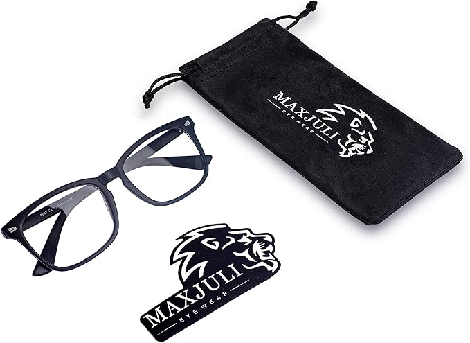 MAXJULI Blue Light Blocking Glasses,Computer Reading/Gaming/TV/Phones Glasses for Women Men(Matt Black)
