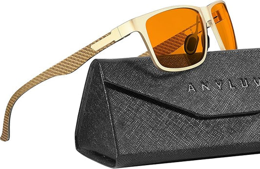ANYLUV Carbon Fiber Reading Glasses for Men Women, Blue Light Blocking Computer Readers, Anti Glare Spring Hinge