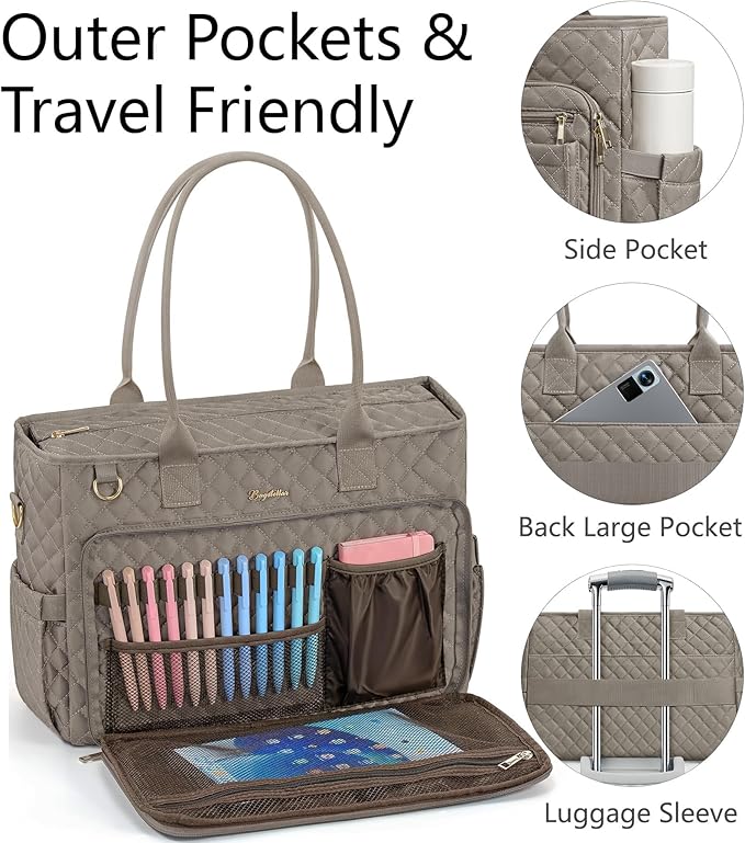 Bagstellar Teacher Bags for Women, 15.6 inch Laptop Work Tote Bag Quilted Nurse Bible Computer Shoulder Bag for School Travel | Dream Tote Work Bag, with 40oz Cup Holder, Insulated Pocket, Zipper & Strap, Office Briefcase, Ideal Gift for Women
