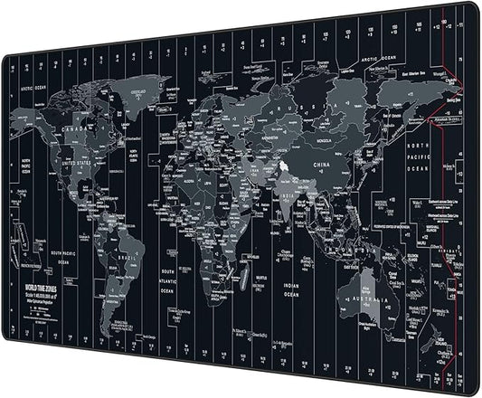 Large Mouse Pad 35.4x15.7 Inch World Map - XXL Gaming Desk Mat with Non-Slip Rubber Base, Stitched Edges | Keyboard and Mouse Pad for Gaming/Office | Portable Desk Pad