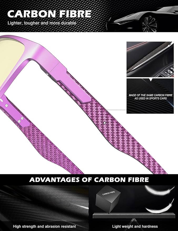 ANYLUV Carbon Fiber Reading Glasses for Men Women, Blue Light Blocking Computer Readers, Anti Glare Spring Hinge