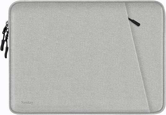 Laptop Sleeve, Shockproof Protective Computer Sleeve Cover with Accessories Pocket, Water Resistant Traveling Carrying 15.6 inch Laptop Bag Compatible for MacBook Dell HP Acer Lenovo, Gray
