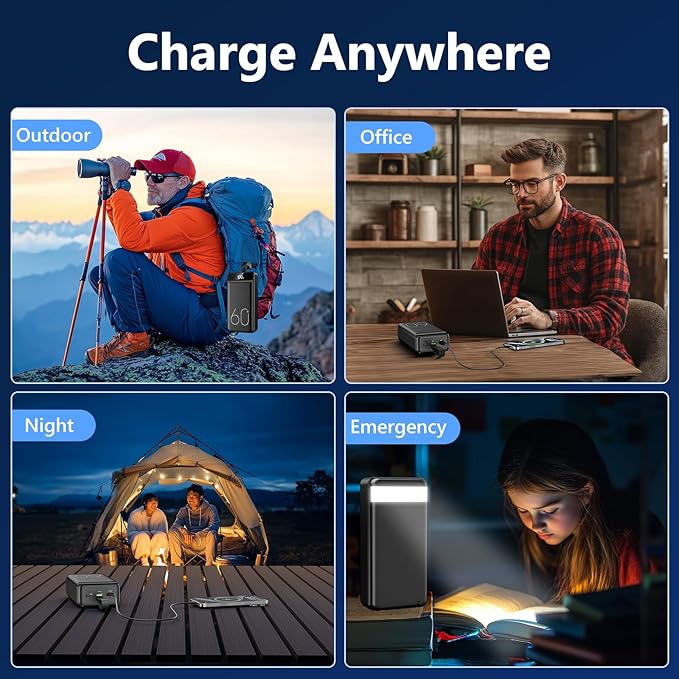 Power Bank 60000mAh 22.5W Fast Charging Portable Charger with Flashlight, 4 Outputs & 3 Inputs LED Display Huge Capacity External Battery Pack for Most Electronic Devices on The Market