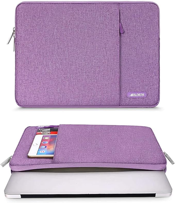 MOSISO Laptop Case 16 inch, 15-15.6 inch Laptop Sleeve Compatible with MacBook Pro 16 M5 M4 M3 M2 M1, HP Acer Dell Lenovo ASUS, Polyester Vertical Computer Sleeve Bag with Pocket, Light Violet