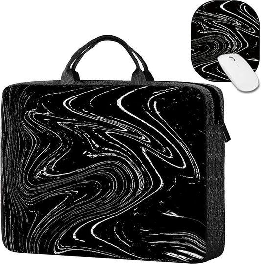 Laptop Sleeve Case 15 inch Plus Cute Mousepad, Black White Dirty Retro Slim Carrying Case Durable Handbag Protective Travel Laptop Bag for 13-15 inch Tablet,Laptop, Ultrabook Notebook