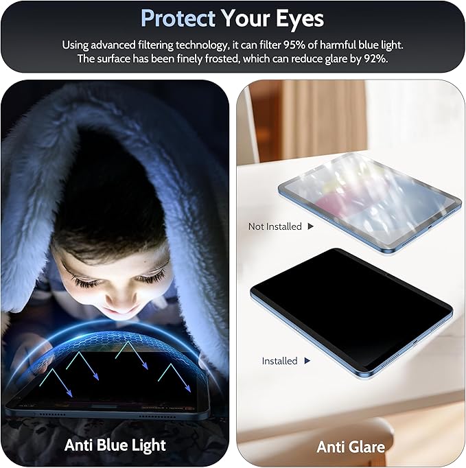 Peslv 4 Way Magnetic Privacy Screen Protector for iPad 10th Gen 2022 10.9" & iPad 11th Gen A16 2025 11", Removable 360 Spy Private Filter, Anti Blue Light Glare Bubble-Free Black Security Protector
