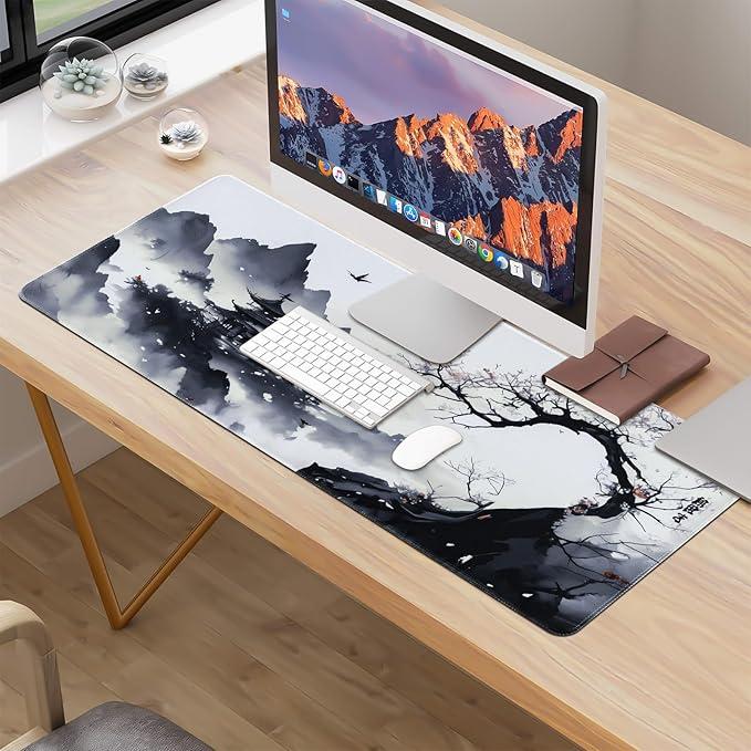Large Mouse Pad, Japanese Desk Mat with Stitched Edges, XL Anime Gaming Mouse Pad, Non-Slip Long Mousepad for Desk Office Home, 31.5”x11.8”