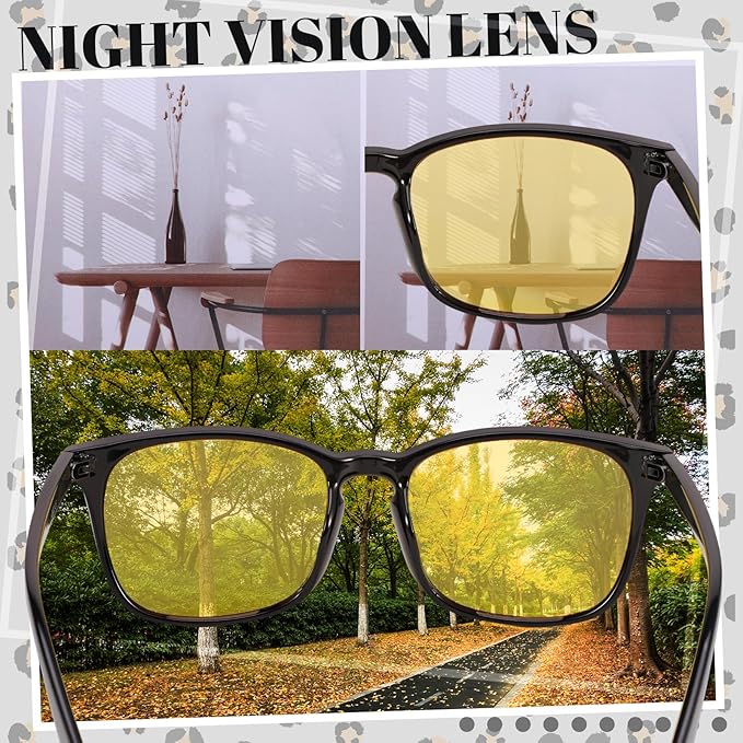 Polarized Sunglasses for Women Men, Night Driving Glasses Anti Glare Yellow Lens UV 400 for Day Night Use