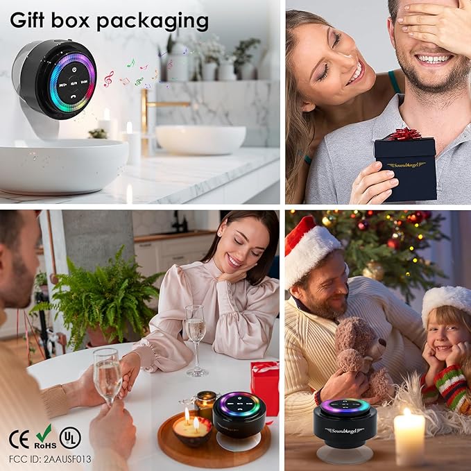 XLEADER Pro Shower Speaker (Upgraded) Certified IPX7 Waterproof Bluetooth Speaker, 8W Crystal Sound&Rich Bass, 15H Playtime, with Suction Cup, Silicone Lanyard, Ideal Gifts, SoundAngel Mate(2 Gen)