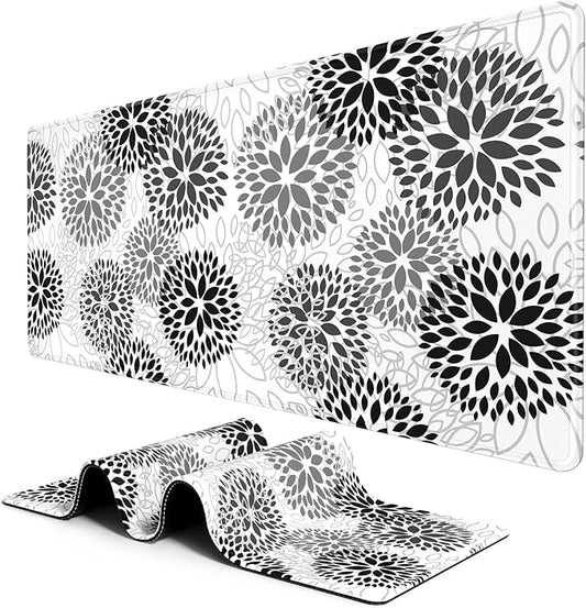 BOSOBO Large Desk Mat, XXL Extended Gaming Mouse Pad & Keyboard Mat, Desktop Full Cover 35.5 x 15.7 Inches, Minimalist Abstract Dandelion