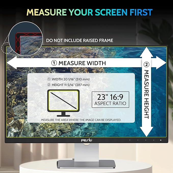 Peslv [2 Pack] 23 Inch Privacy Screen for Computer Monitor 16:9 Aspect Ratio, Eye Protection Anti Blue Light Glare Shield, 23inch Removable Black Blackout Anti Spy Desktop Security Private Filter