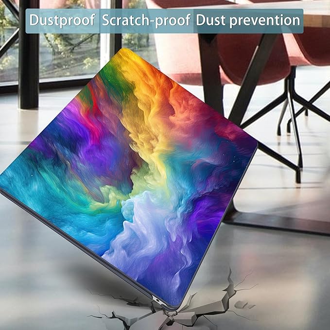 Mektron Case for MacBook Air 13 inch M1 A2337 A2179 A1932,Hard Cover 2018-2021 Air 13-inch with Touch ID, Exclusively Designed Protective Shell with Keyboard Skin+Screen Protector, Rainbow Cosmic