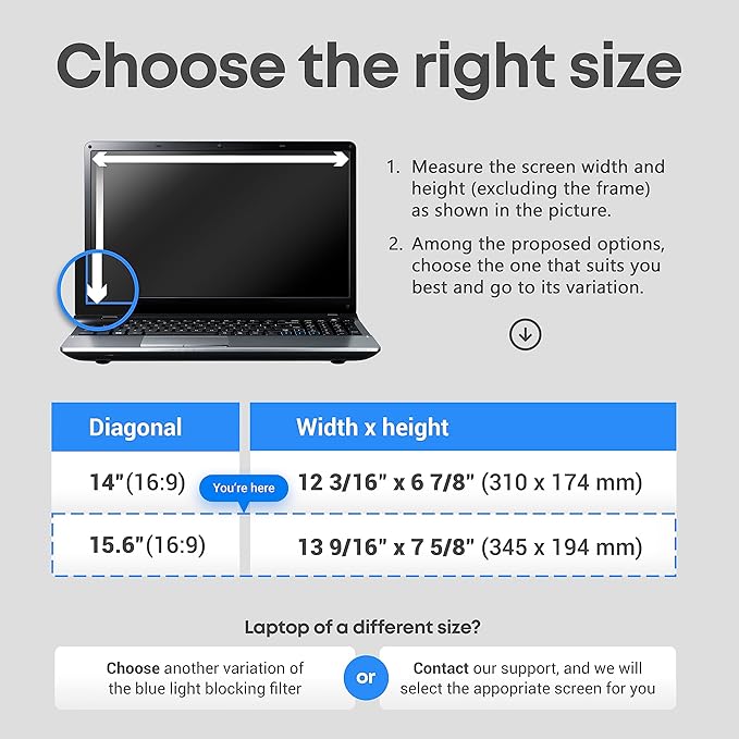 VINTEZ 15.6 inch Blue Light Blocking Screen Protector Panel for 16:9 Widescreen Computer Monitor and Laptop - PC Anti-UV Eye Protection Filter Film - Anti-Scratch Diagonal Frame Shield [2 Pack]