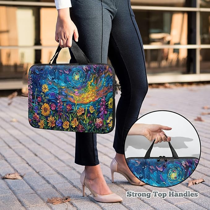 Universal Laptop Sleeve Tablet Case 12 inch, Watercolor Garden Flowers Slim Carrying Case Handbag Travel Laptop Bag for Surface Pro 9 8 7/Laptop Go 2 3, MacBook Air 11/12