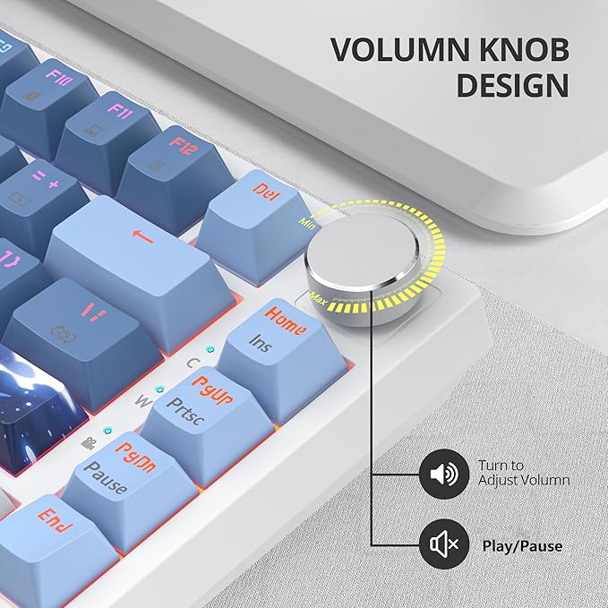 Sea Mist 75% Wired Gaming Keyboard - Hot Swappable, Gasket Mount, Red Switch, RGB Backlit 82-Key TKL Mechanical Keyboard for PC/Laptop Gamers
