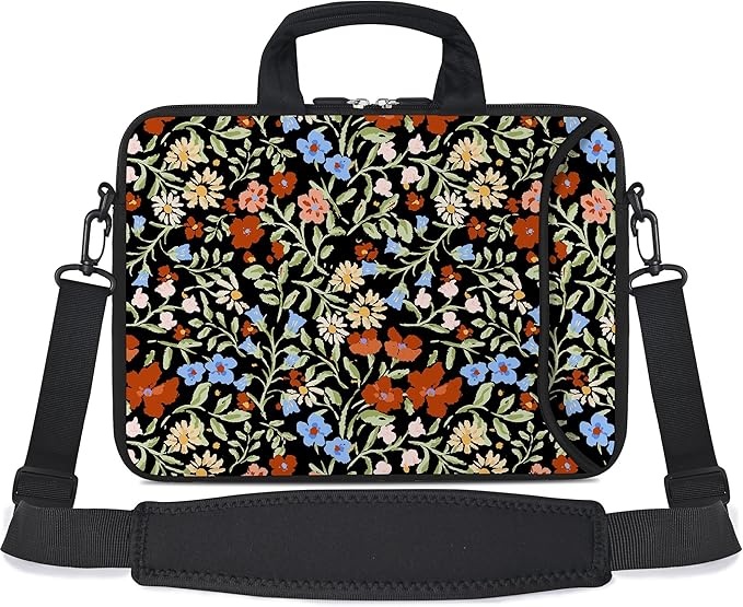 RICHEN 10 inch Messenger Bag Carrying Case with Handle Accessory Pocket Fits 7 to 10-Inch Laptops/Notebook/Kids Tablet (7-10.2 inch, Flowers2)