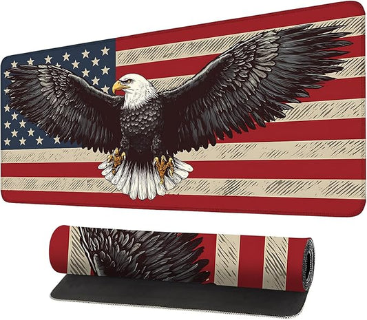 Mouse Pad, Large Anti-Slip with Stitched Edges Desk Mat Desktop Laptop Computer Desk Keyboard Mat,Table Protector Blotter Mat (Eagle Flag, 35.4" x 15.7")