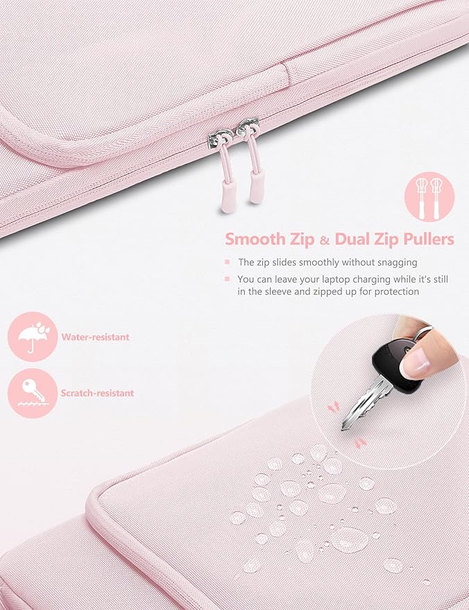HYZUO 13.3-14 Inch Laptop Bag Sleeve for MacBook Pro 14 M5 M4 M3 M2 M1 Pro/Max A3426 A3427 2026-2021, MacBook Air/Pro 13.3, 13.8"-13.5" Surface Laptop/Book, Notebook Case for 13" Dell HP, Pale Pink