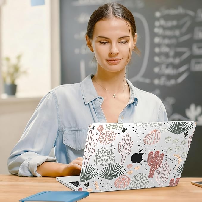 G JGOO Compatible with MacBook Air 13 inch Case 2026 2025-2022 M5 A3449 M4 A3240 M3 A3113 M2 A2681, Clear Hard Shell for MacBook Air 13.6 inch Case + Keyboard Cover + Screen Protector, Catus