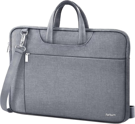 Ferkurn 15.6 16 Inch Laptop Case Bag for Women Men Compatible with MacBook Pro M5/HP OmniBook Omen Envy/Lenovo Yoga IdealPad/Dell Pro Inspiron, Carrying Briefcase Computer Messenger Bag Case, Grey