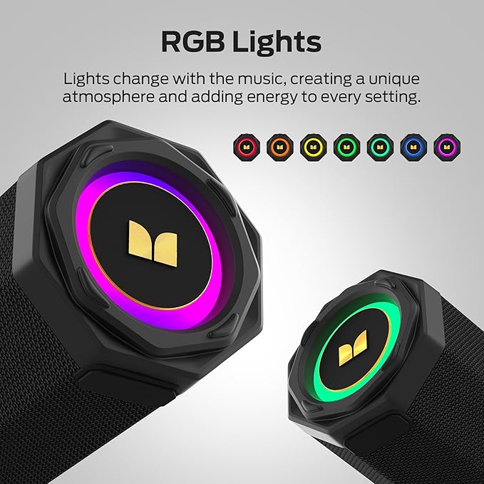 Monster Speaker S200 Wireless Portable Bluetooth Speaker, 24H Playtime, IPX6 Waterproof, 50W Stereo Sound, Bluetooth 5.4, Dual Bass Speakers, Perfect for Home, Parties, and Travel.Black