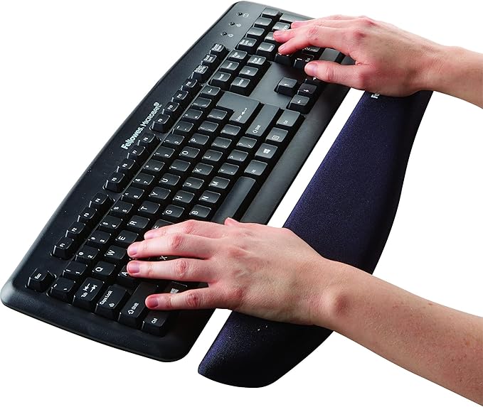 Fellowes PlushTouch Foam Keyboard Wrist Rest with MICROBAN - Graphite (9252301) (Pack of 2)
