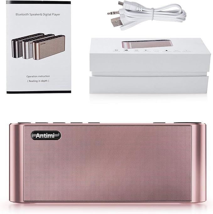 Antimi Bluetooth Speaker,FM Radio Player,MP3 Player Stereo Portable Wireless Speaker Drivers with HD Sound, Built-in Microphone, High Definition Audio and Enhanced Bass(Black) (Pink)